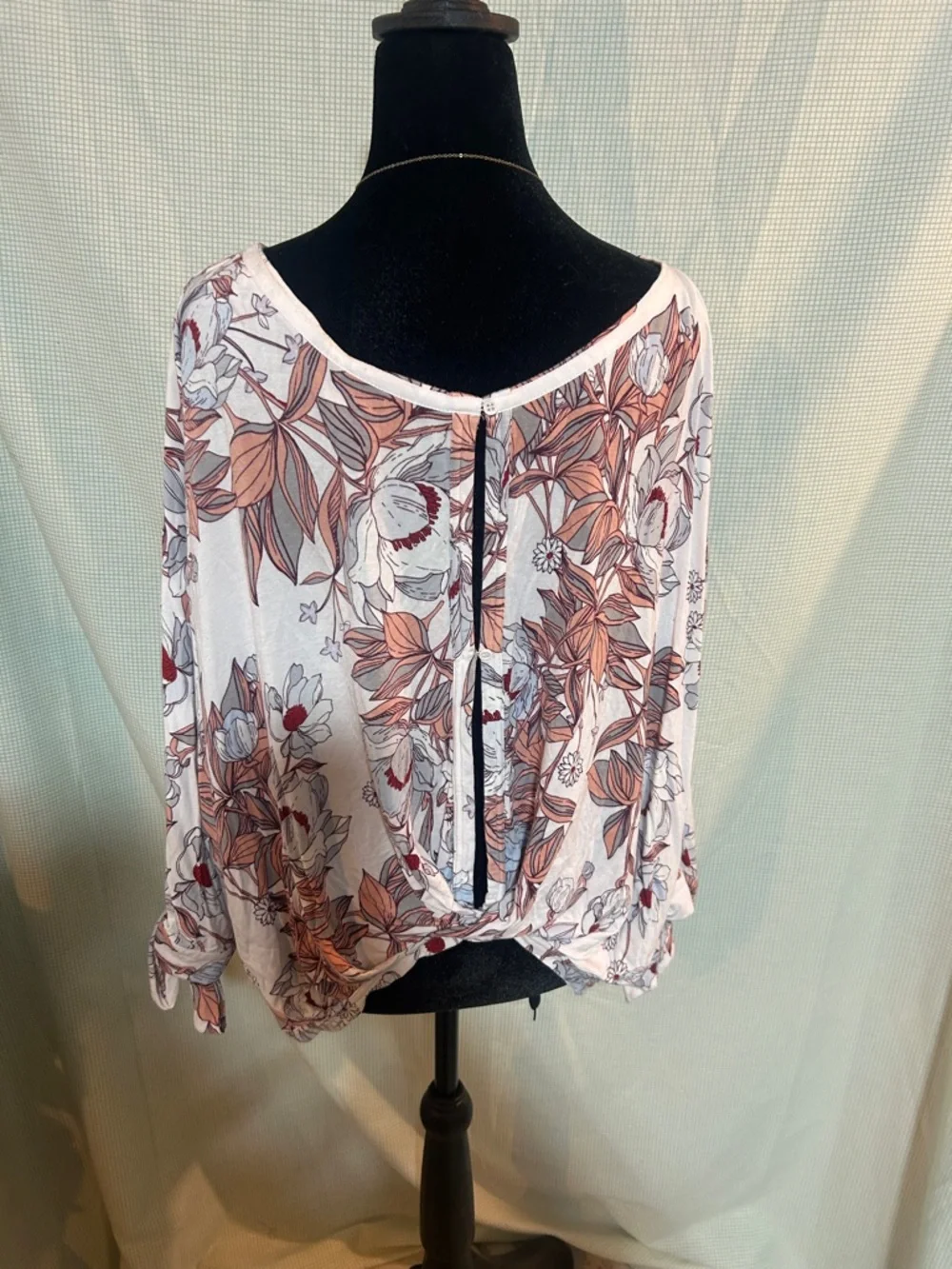 Free People Floral Scoop Neck Womens Top - Blush/Pink-Like New large